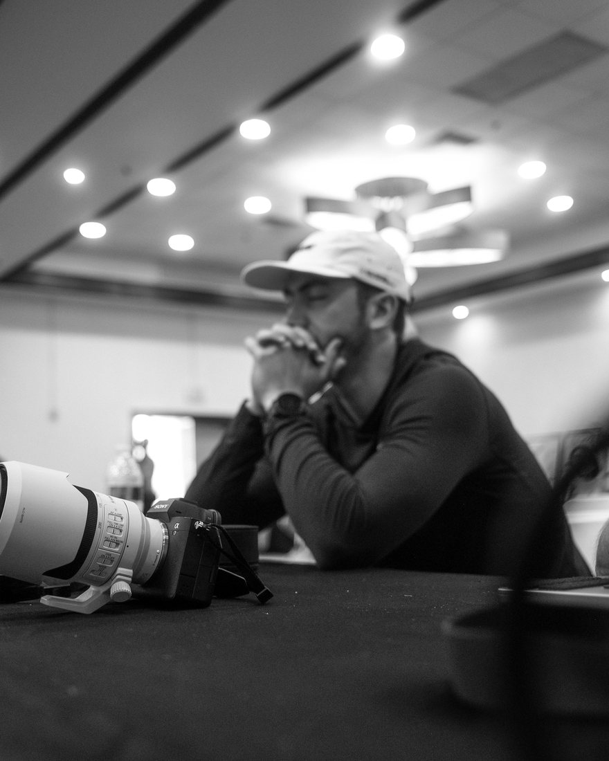Alex Westover in a quiet moment with his camera gear